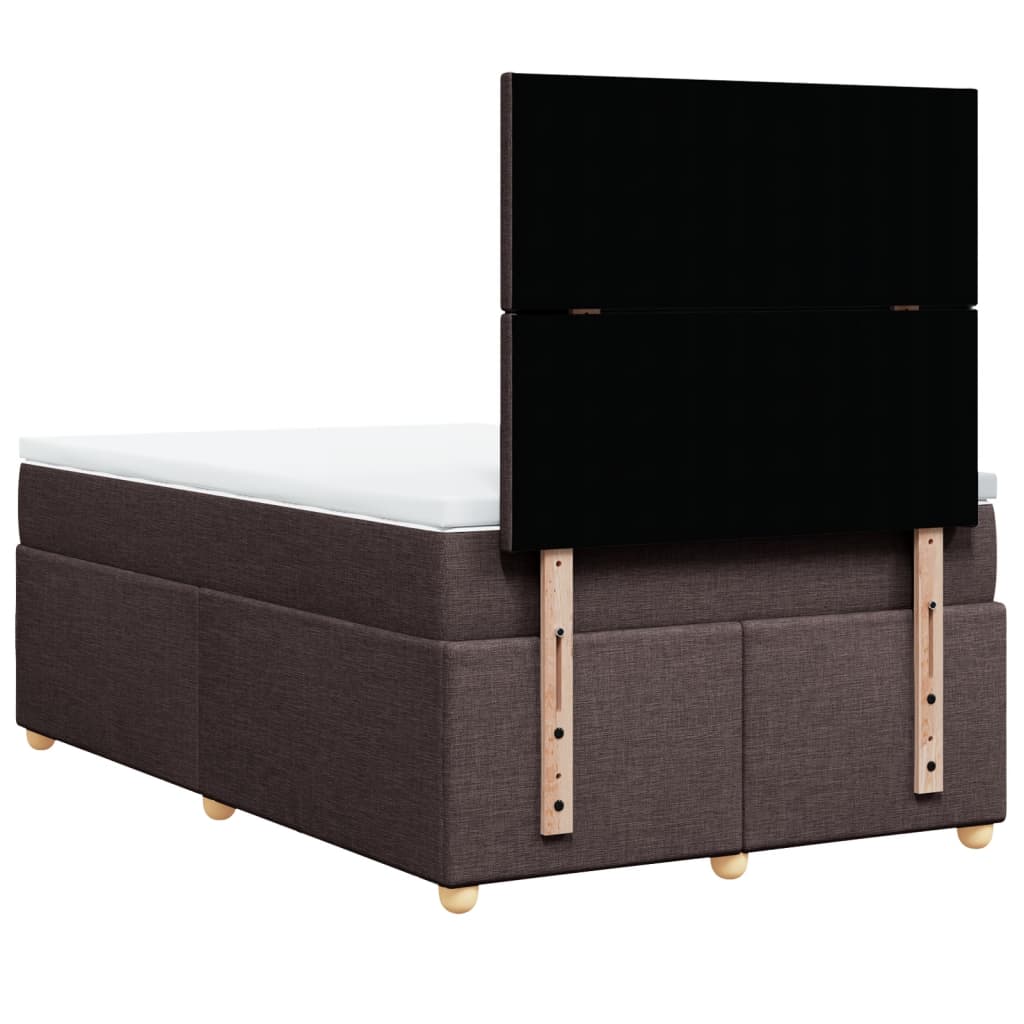 Κρεβάτι Boxspring με Στρώμα Σκούρο Καφέ 120x190 εκ Υφασμάτινο