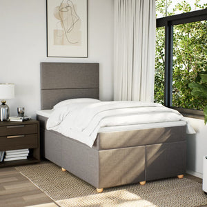 Κρεβάτι Boxspring με Στρώμα Taupe 120x190 εκ. Υφασμάτινο