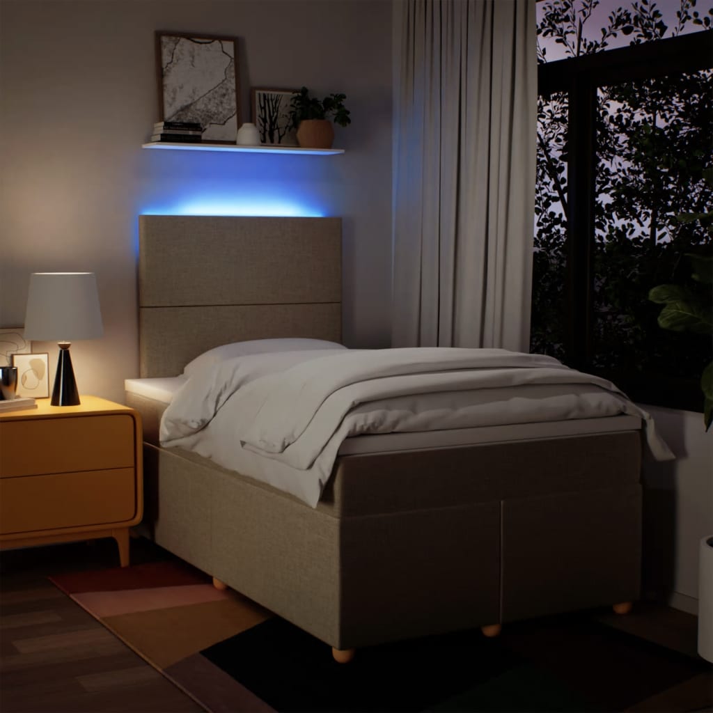 Κρεβάτι Boxspring με Στρώμα Κρεμ 120x190 εκ. Υφασμάτινο - Pakobazaar