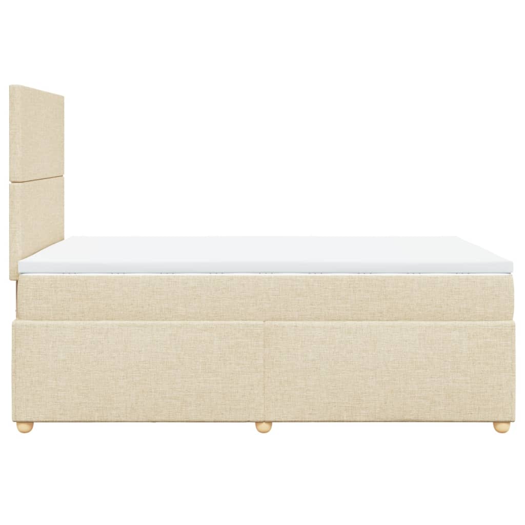 Κρεβάτι Boxspring με Στρώμα Κρεμ 120x190 εκ. Υφασμάτινο - Pakobazaar