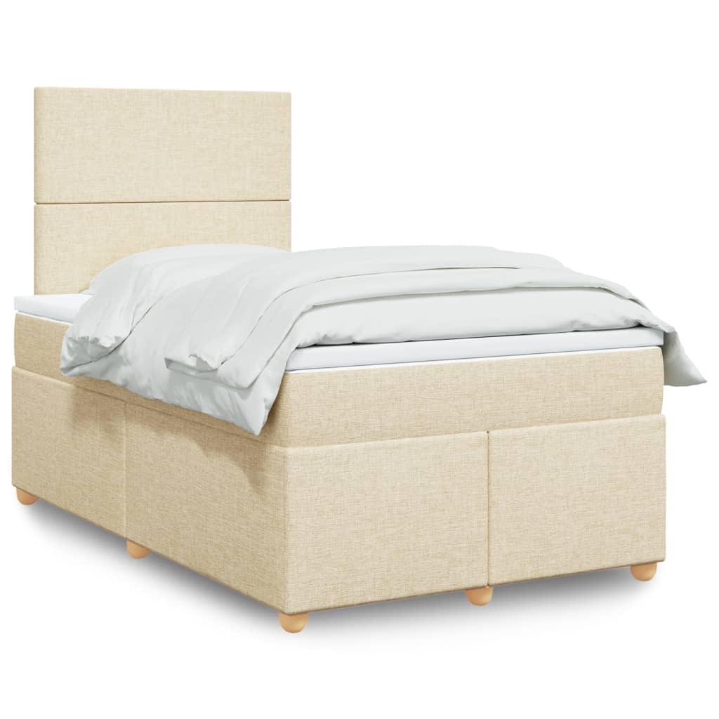 Κρεβάτι Boxspring με Στρώμα Κρεμ 120x190 εκ. Υφασμάτινο - Pakobazaar