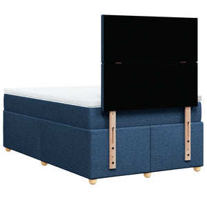 Κρεβάτι Boxspring με Στρώμα Μπλε 120x190 εκ. Υφασμάτινο