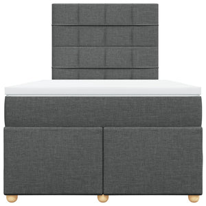Κρεβάτι Boxspring με Στρώμα Σκούρο Γκρι 120x190 εκ Υφασμάτινο - Pakobazaar