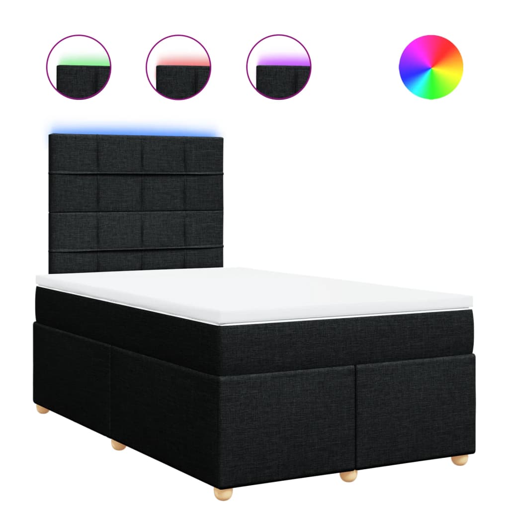Κρεβάτι Boxspring με Στρώμα Μαύρο 120x190 εκ. Υφασμάτινο - Pakobazaar