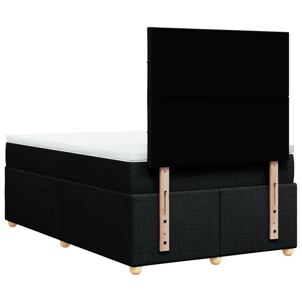 Κρεβάτι Boxspring με Στρώμα Μαύρο 120x190 εκ. Υφασμάτινο - Pakobazaar