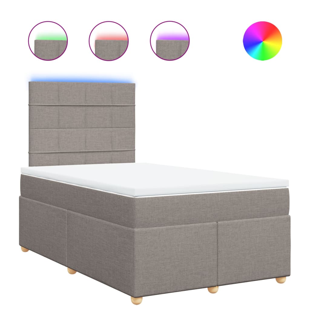 Κρεβάτι Boxspring με Στρώμα Taupe 120x190 εκ. Υφασμάτινο - Pakobazaar