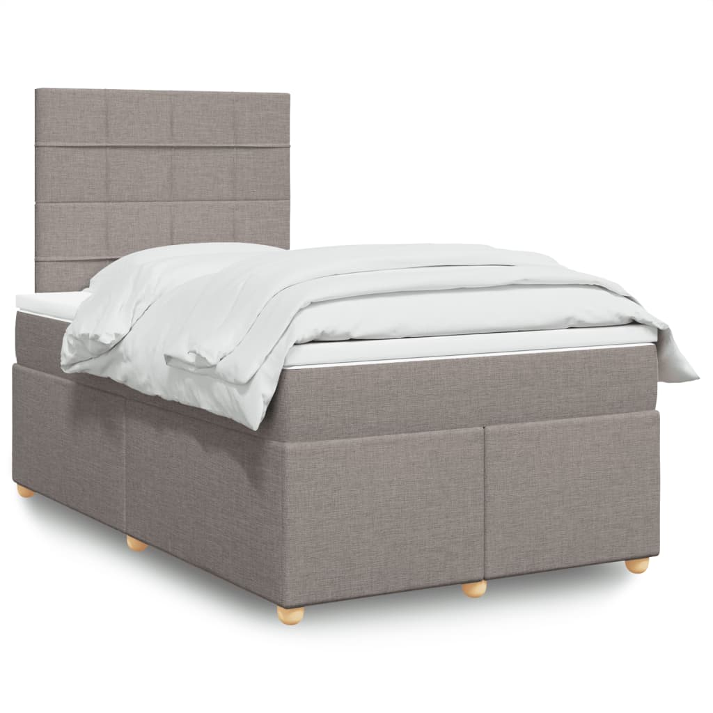 Κρεβάτι Boxspring με Στρώμα Taupe 120x190 εκ. Υφασμάτινο - Pakobazaar