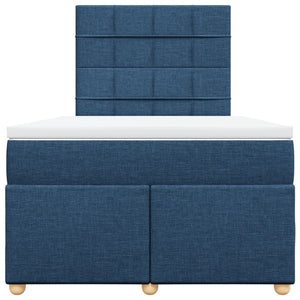 Κρεβάτι Boxspring με Στρώμα Μπλε 120x190 εκ. Υφασμάτινο - Pakobazaar