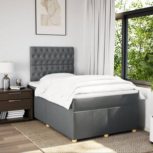 Κρεβάτι Boxspring με Στρώμα Σκούρο Γκρι 120x190 εκ Υφασμάτινο - Pakobazaar