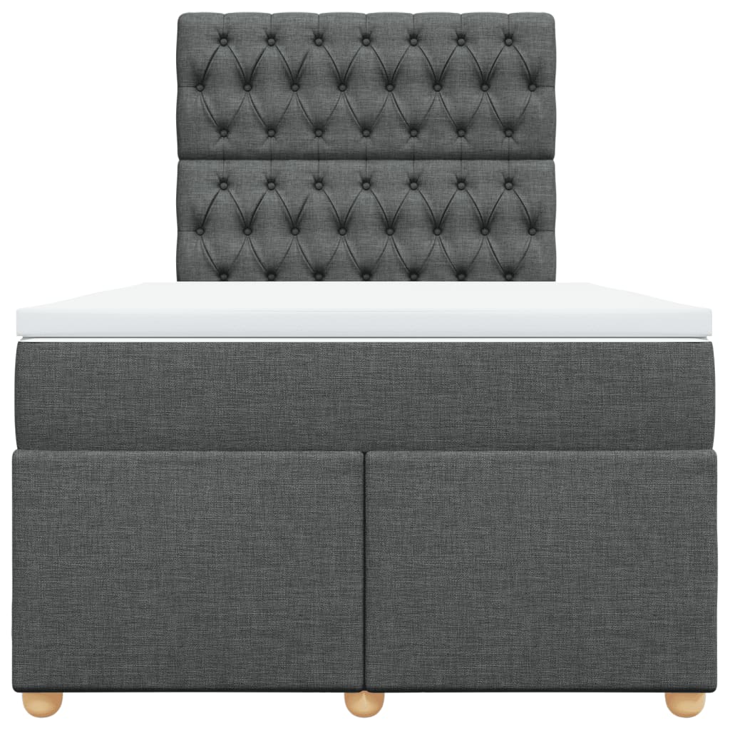 Κρεβάτι Boxspring με Στρώμα Σκούρο Γκρι 120x190 εκ Υφασμάτινο - Pakobazaar