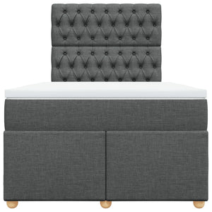 Κρεβάτι Boxspring με Στρώμα Σκούρο Γκρι 120x190 εκ Υφασμάτινο - Pakobazaar