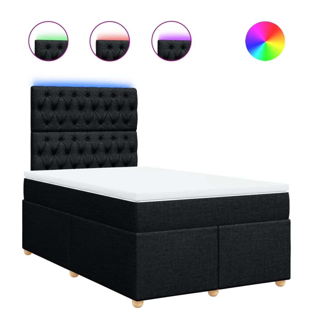 Κρεβάτι Boxspring με Στρώμα Μαύρο 120x190 εκ. Υφασμάτινο - Pakobazaar