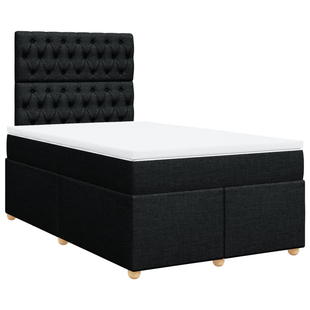 Κρεβάτι Boxspring με Στρώμα Μαύρο 120x190 εκ. Υφασμάτινο - Pakobazaar