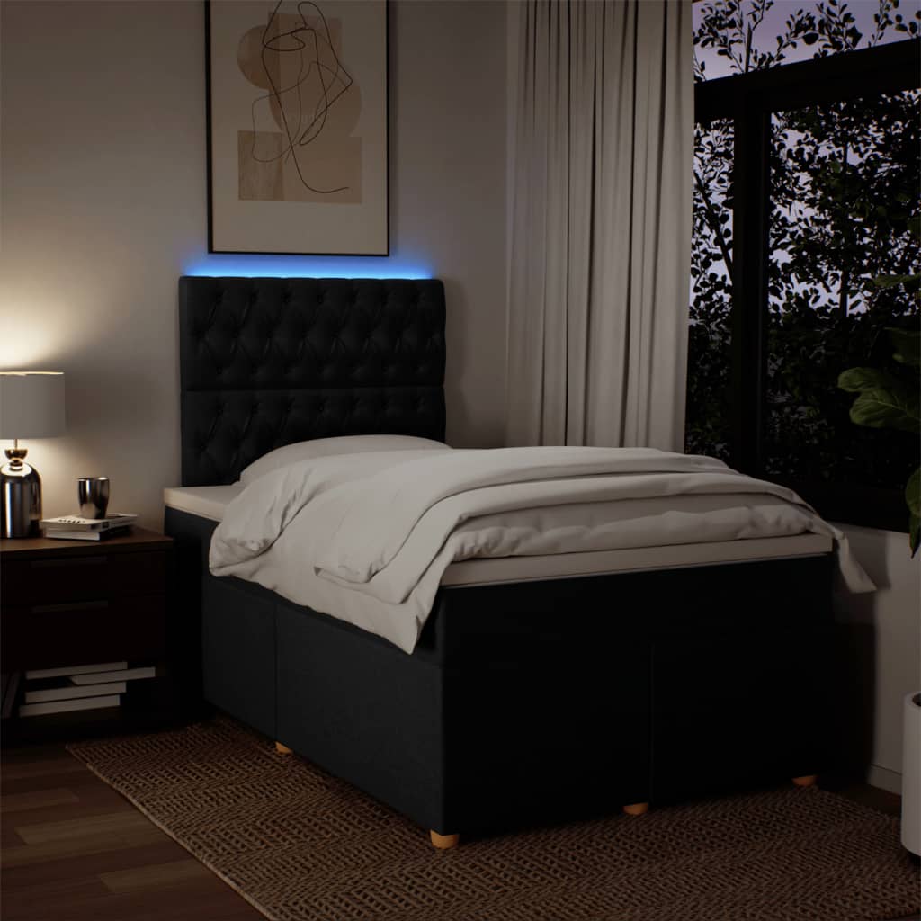 Κρεβάτι Boxspring με Στρώμα Μαύρο 120x190 εκ. Υφασμάτινο - Pakobazaar