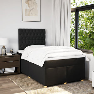 Κρεβάτι Boxspring με Στρώμα Μαύρο 120x190 εκ. Υφασμάτινο - Pakobazaar