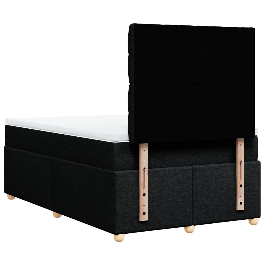 Κρεβάτι Boxspring με Στρώμα Μαύρο 120x190 εκ. Υφασμάτινο - Pakobazaar