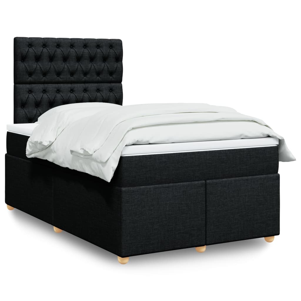 Κρεβάτι Boxspring με Στρώμα Μαύρο 120x190 εκ. Υφασμάτινο - Pakobazaar