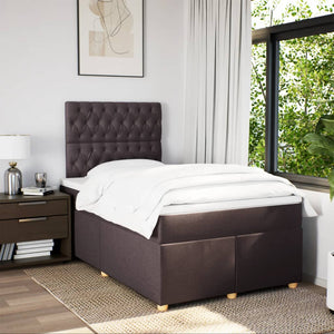 Κρεβάτι Boxspring με Στρώμα Σκούρο Καφέ 120x190 εκ Υφασμάτινο
