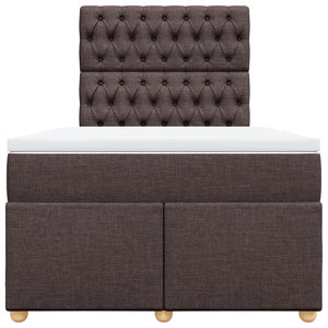 Κρεβάτι Boxspring με Στρώμα Σκούρο Καφέ 120x190 εκ Υφασμάτινο
