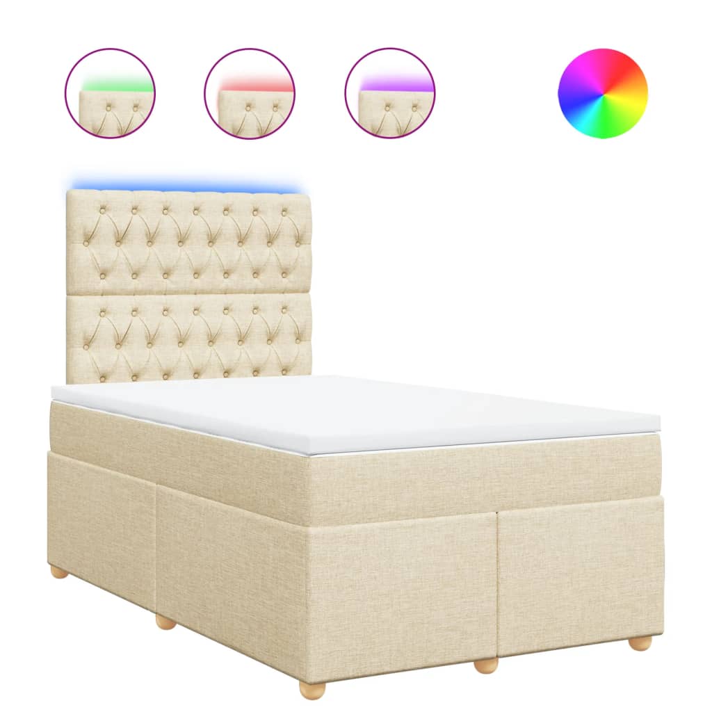Κρεβάτι Boxspring με Στρώμα Κρεμ 120x190 εκ. Υφασμάτινο - Pakobazaar