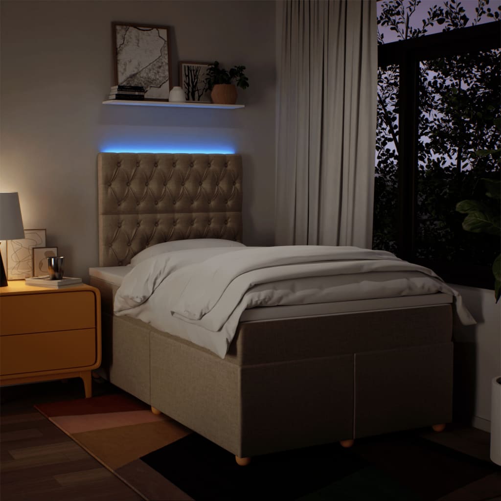 Κρεβάτι Boxspring με Στρώμα Κρεμ 120x190 εκ. Υφασμάτινο - Pakobazaar