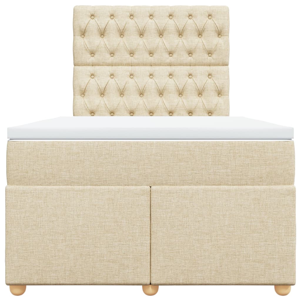 Κρεβάτι Boxspring με Στρώμα Κρεμ 120x190 εκ. Υφασμάτινο - Pakobazaar