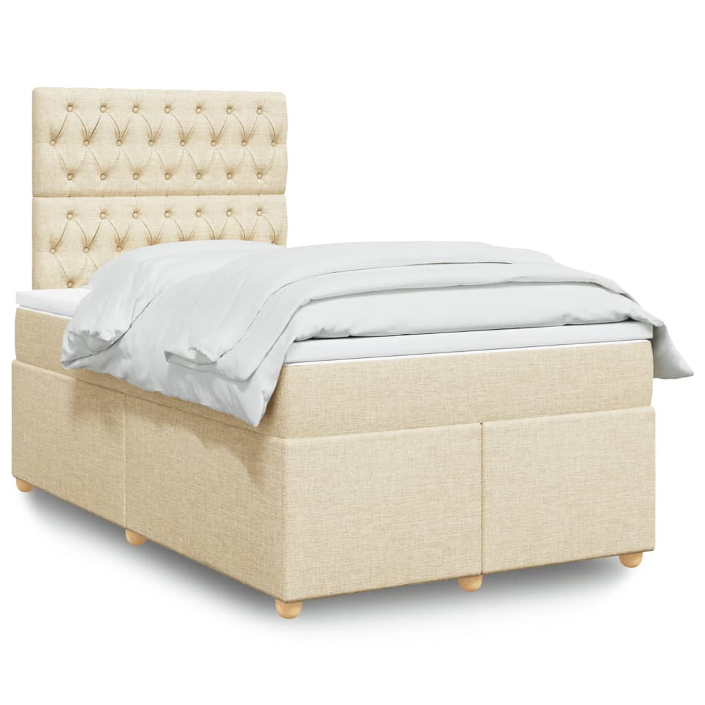 Κρεβάτι Boxspring με Στρώμα Κρεμ 120x190 εκ. Υφασμάτινο - Pakobazaar