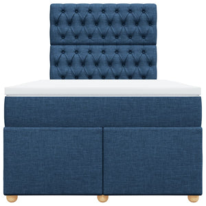 Κρεβάτι Boxspring με Στρώμα Μπλε 120x190 εκ. Υφασμάτινο - Pakobazaar