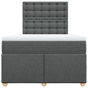 Κρεβάτι Boxspring με Στρώμα Σκούρο Γκρι 120x190 εκ Υφασμάτινο - Pakobazaar