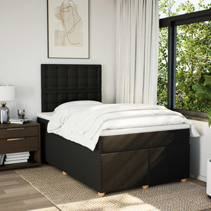 Κρεβάτι Boxspring με Στρώμα Μαύρο 120x190 εκ. Υφασμάτινο - Pakobazaar