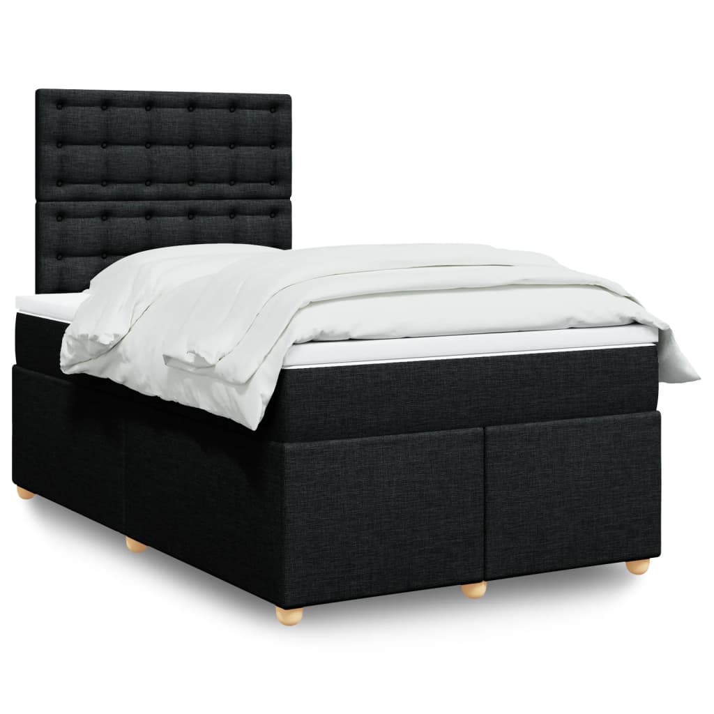 Κρεβάτι Boxspring με Στρώμα Μαύρο 120x190 εκ. Υφασμάτινο - Pakobazaar