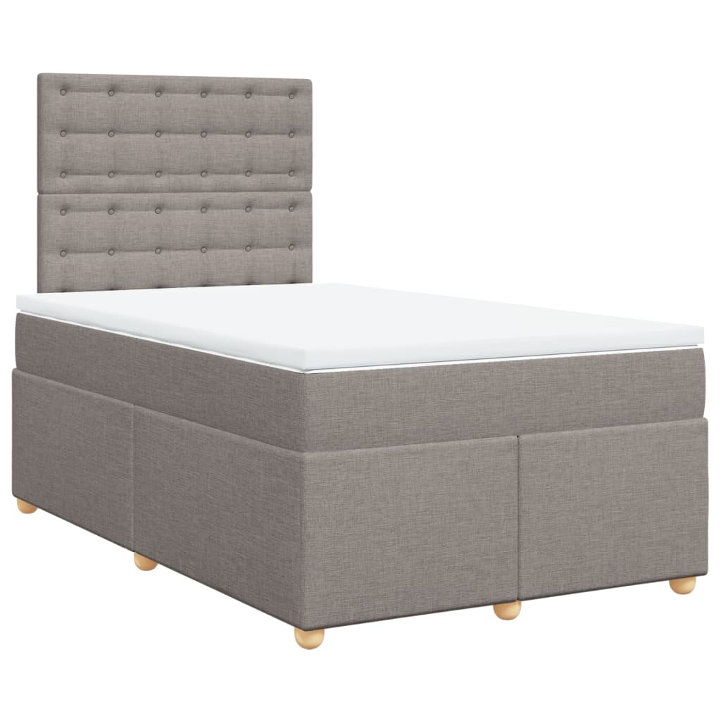 Κρεβάτι Boxspring με Στρώμα Taupe 120x190 εκ. Υφασμάτινο - Pakobazaar