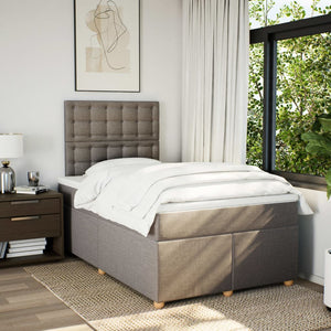Κρεβάτι Boxspring με Στρώμα Taupe 120x190 εκ. Υφασμάτινο - Pakobazaar
