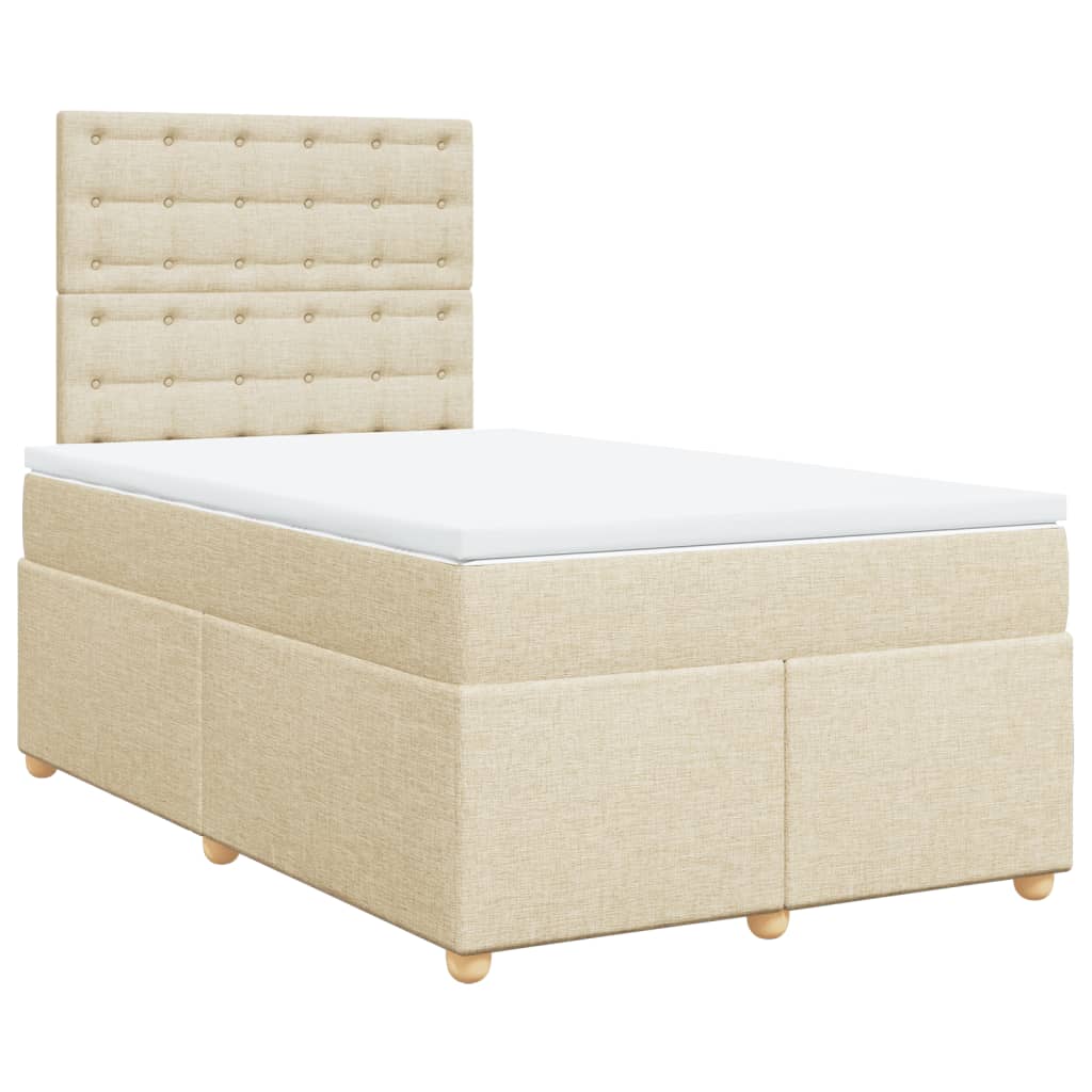 Κρεβάτι Boxspring με Στρώμα Κρεμ 120x190 εκ. Υφασμάτινο - Pakobazaar