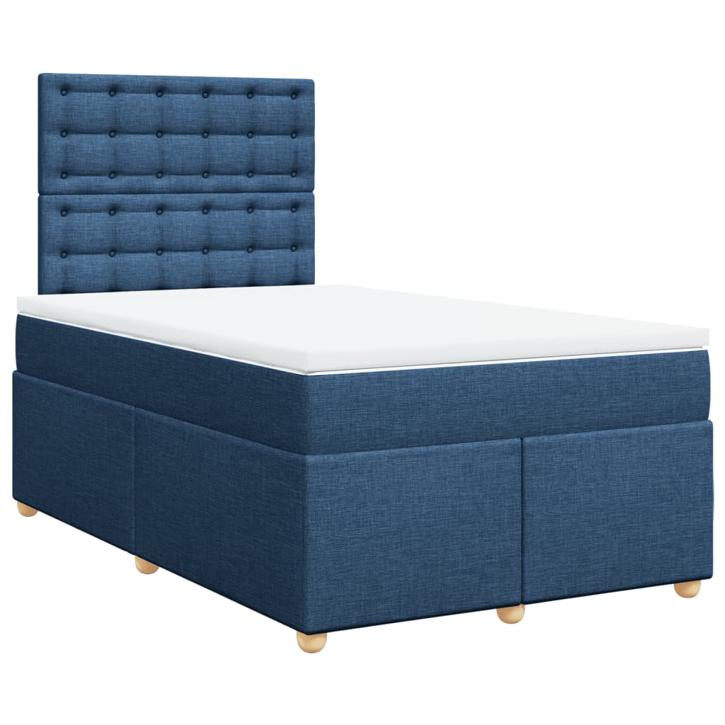 Κρεβάτι Boxspring με Στρώμα Μπλε 120x190 εκ. Υφασμάτινο - Pakobazaar