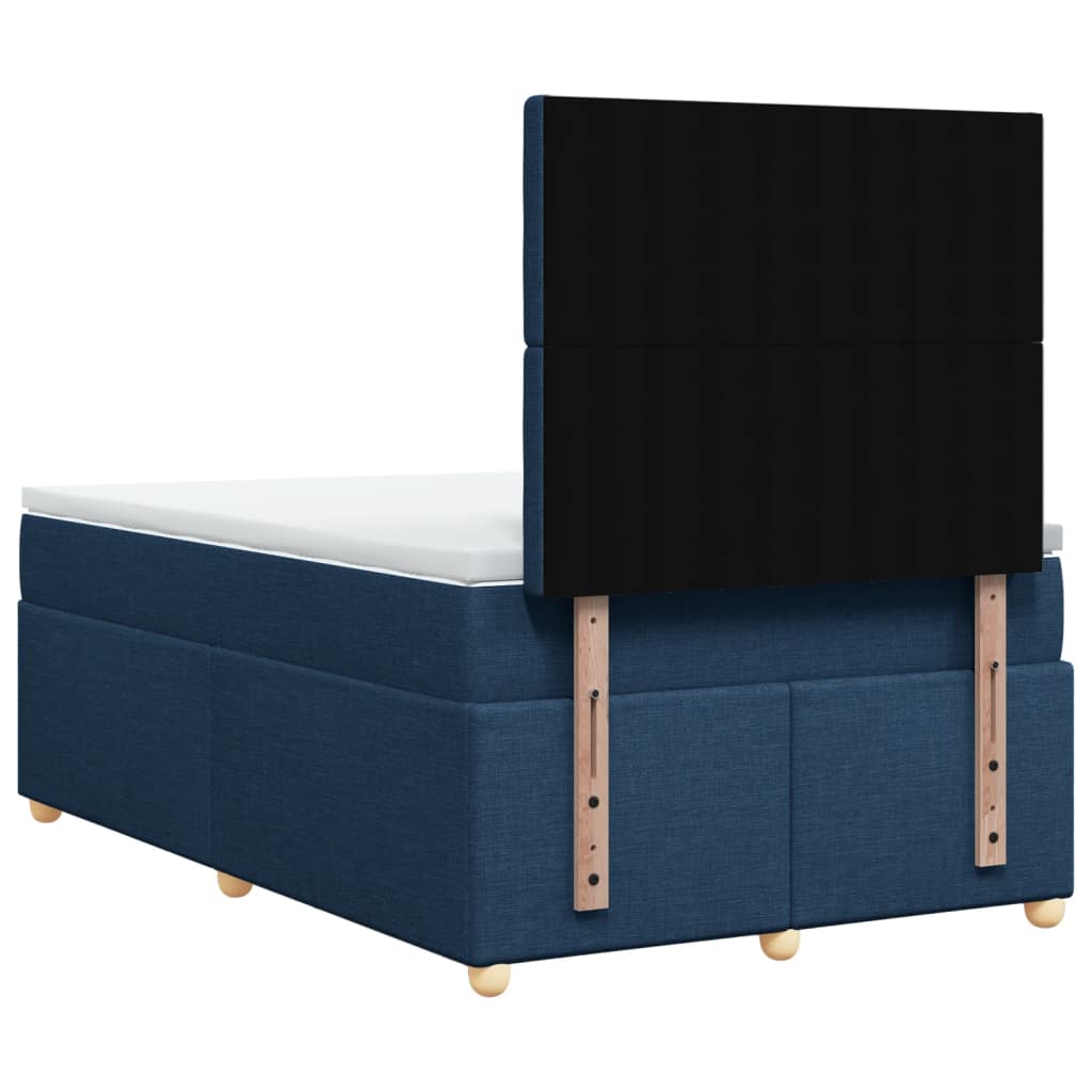 Κρεβάτι Boxspring με Στρώμα Μπλε 120x190 εκ. Υφασμάτινο - Pakobazaar
