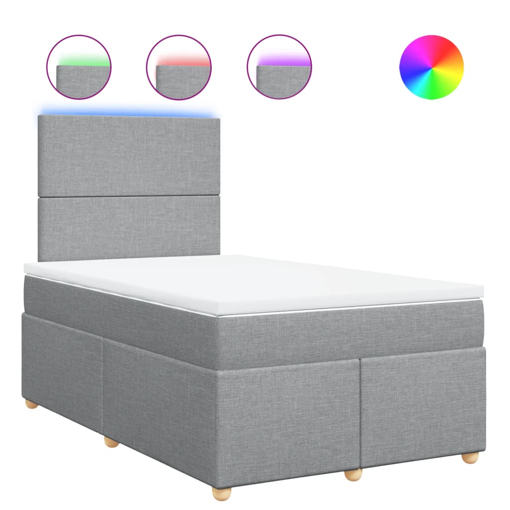 Κρεβάτι Boxspring με Στρώμα Ανοιχτό Γκρι 120x200 εκ. Υφασμάτινο - Pakobazaar