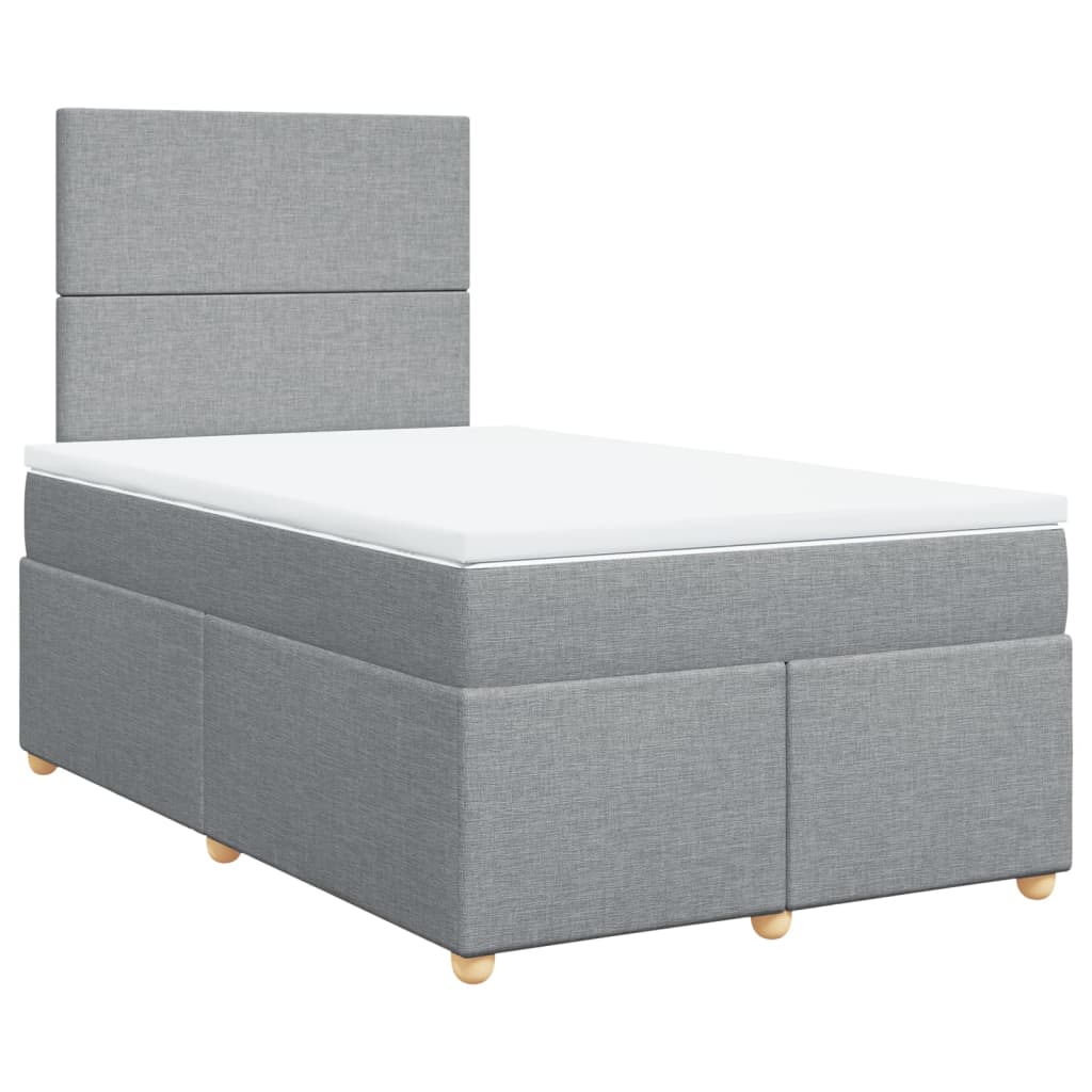 Κρεβάτι Boxspring με Στρώμα Ανοιχτό Γκρι 120x200 εκ. Υφασμάτινο - Pakobazaar
