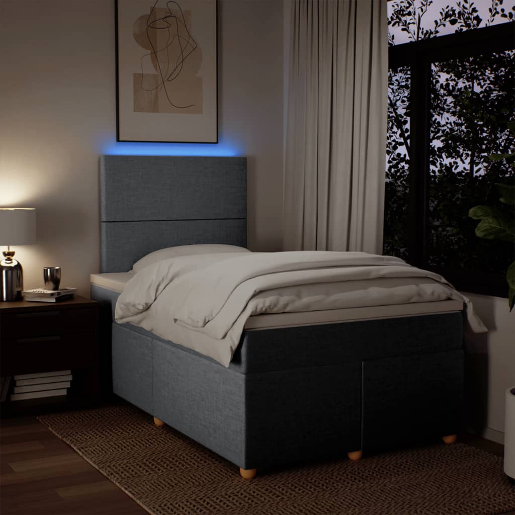 Κρεβάτι Boxspring με Στρώμα Ανοιχτό Γκρι 120x200 εκ. Υφασμάτινο - Pakobazaar