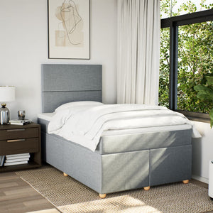 Κρεβάτι Boxspring με Στρώμα Ανοιχτό Γκρι 120x200 εκ. Υφασμάτινο - Pakobazaar