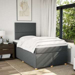 Κρεβάτι Boxspring με Στρώμα Σκούρο Γκρι 120x200 εκ. Υφασμάτινο - Pakobazaar