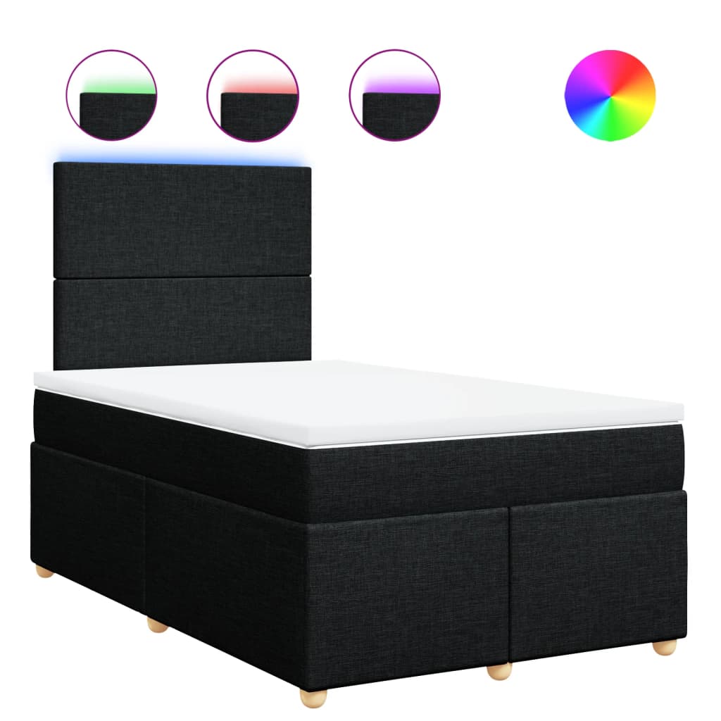 Κρεβάτι Boxspring με Στρώμα Μαύρο 120x200 εκ. Υφασμάτινο - Pakobazaar