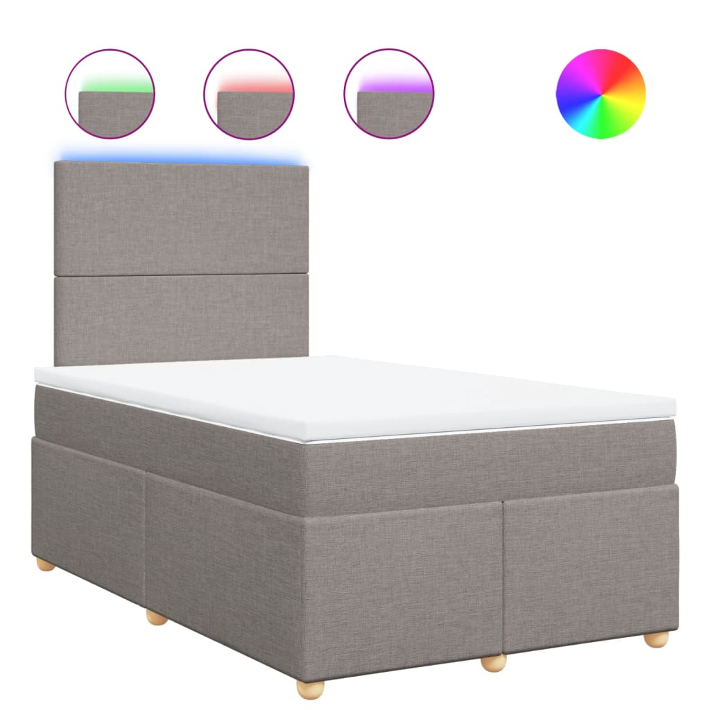 Κρεβάτι Boxspring με Στρώμα Taupe 120x200 εκ. Υφασμάτινο - Pakobazaar