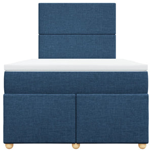 Κρεβάτι Boxspring με Στρώμα Μπλε 120x200 εκ. Υφασμάτινο - Pakobazaar