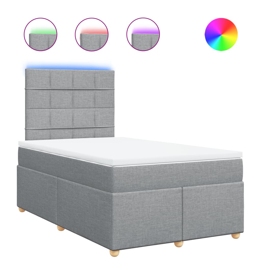 Κρεβάτι Boxspring με Στρώμα Ανοιχτό Γκρι 120x200 εκ. Υφασμάτινο - Pakobazaar