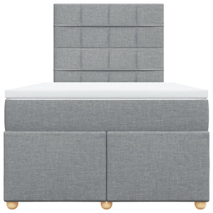 Κρεβάτι Boxspring με Στρώμα Ανοιχτό Γκρι 120x200 εκ. Υφασμάτινο - Pakobazaar