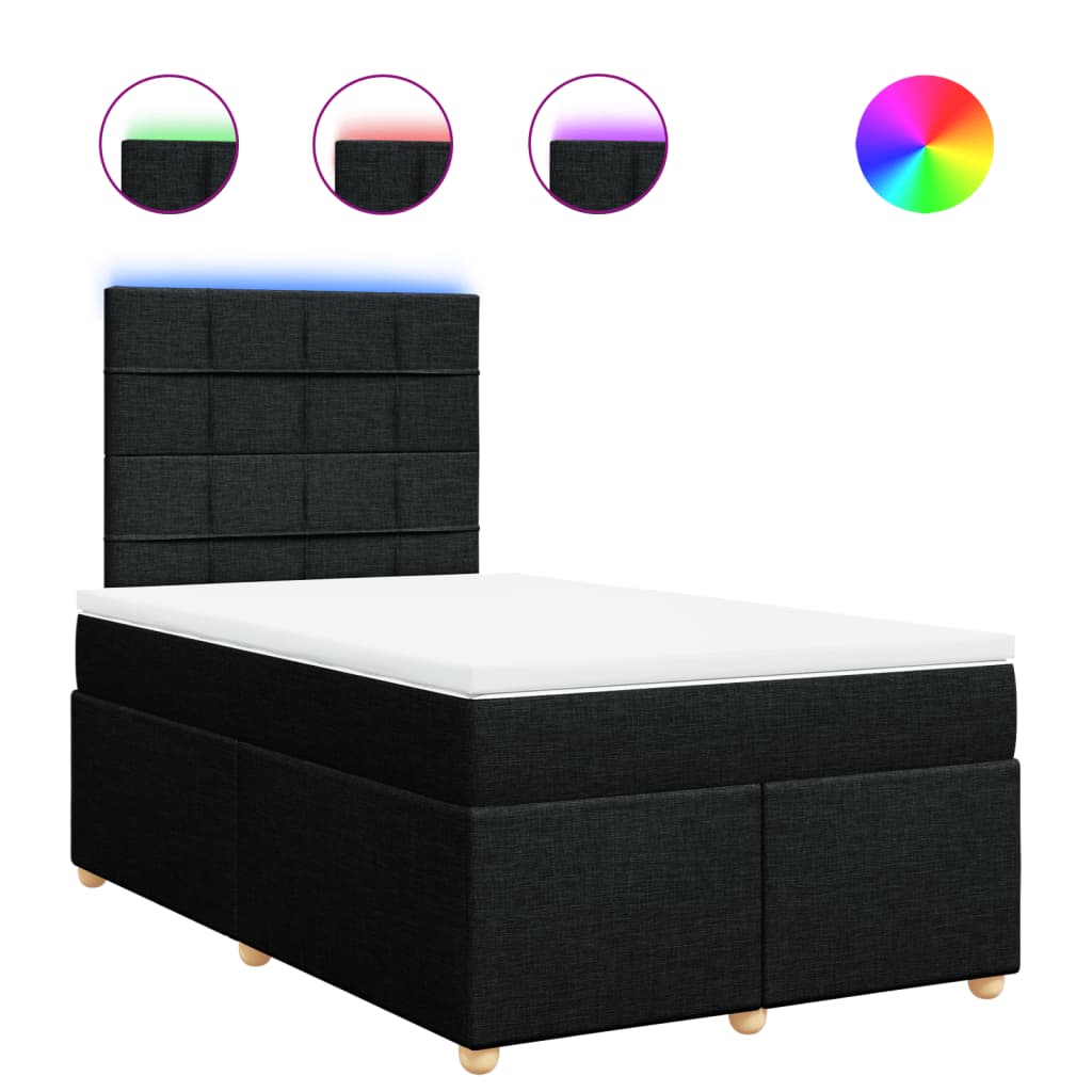 Κρεβάτι Boxspring με Στρώμα Μαύρο 120x200 εκ. Υφασμάτινο - Pakobazaar