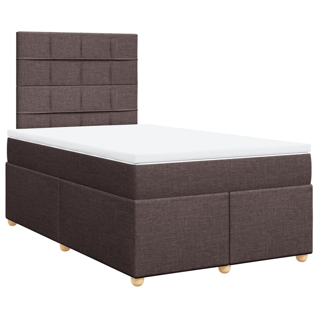 Κρεβάτι Boxspring με Στρώμα Σκούρο Καφέ 120x200 εκ. Υφασμάτινο - Pakobazaar