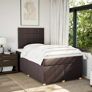 Κρεβάτι Boxspring με Στρώμα Σκούρο Καφέ 120x200 εκ. Υφασμάτινο - Pakobazaar
