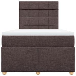 Κρεβάτι Boxspring με Στρώμα Σκούρο Καφέ 120x200 εκ. Υφασμάτινο - Pakobazaar